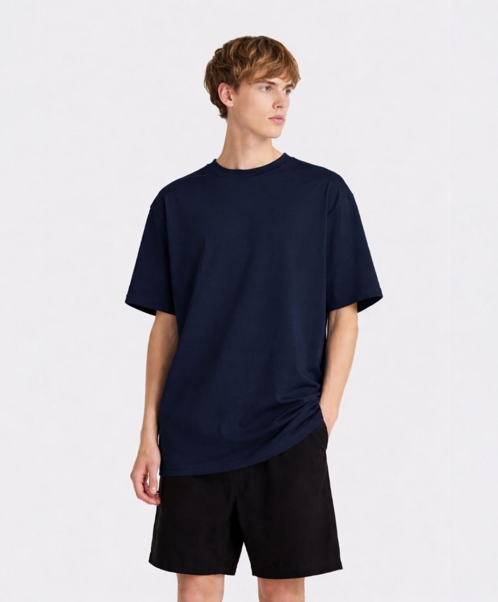 Lacivert Oversize fit %100 Pamuk Tee