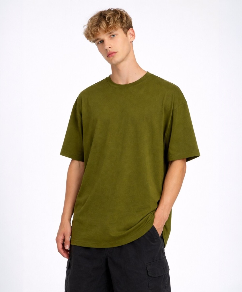 Yeşil Oversize fit %100 Pamuk Tee